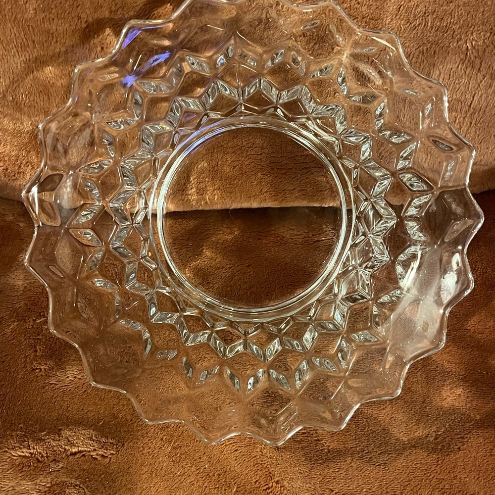 Vintage Fostoria Cube Design Handmade Glass Fruit Bowl